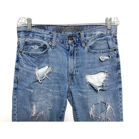 American Eagle Made to Last Slim Fit Jeans Mens 31x31 Distressed Thrashed Grunge - Picture 4 of 11